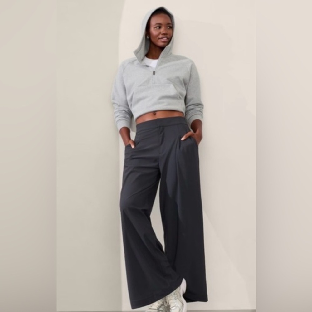 Athleta Pinnacle Wide-Leg High-Rise Pants Charcoal Gray/periwinkle size 14 $129